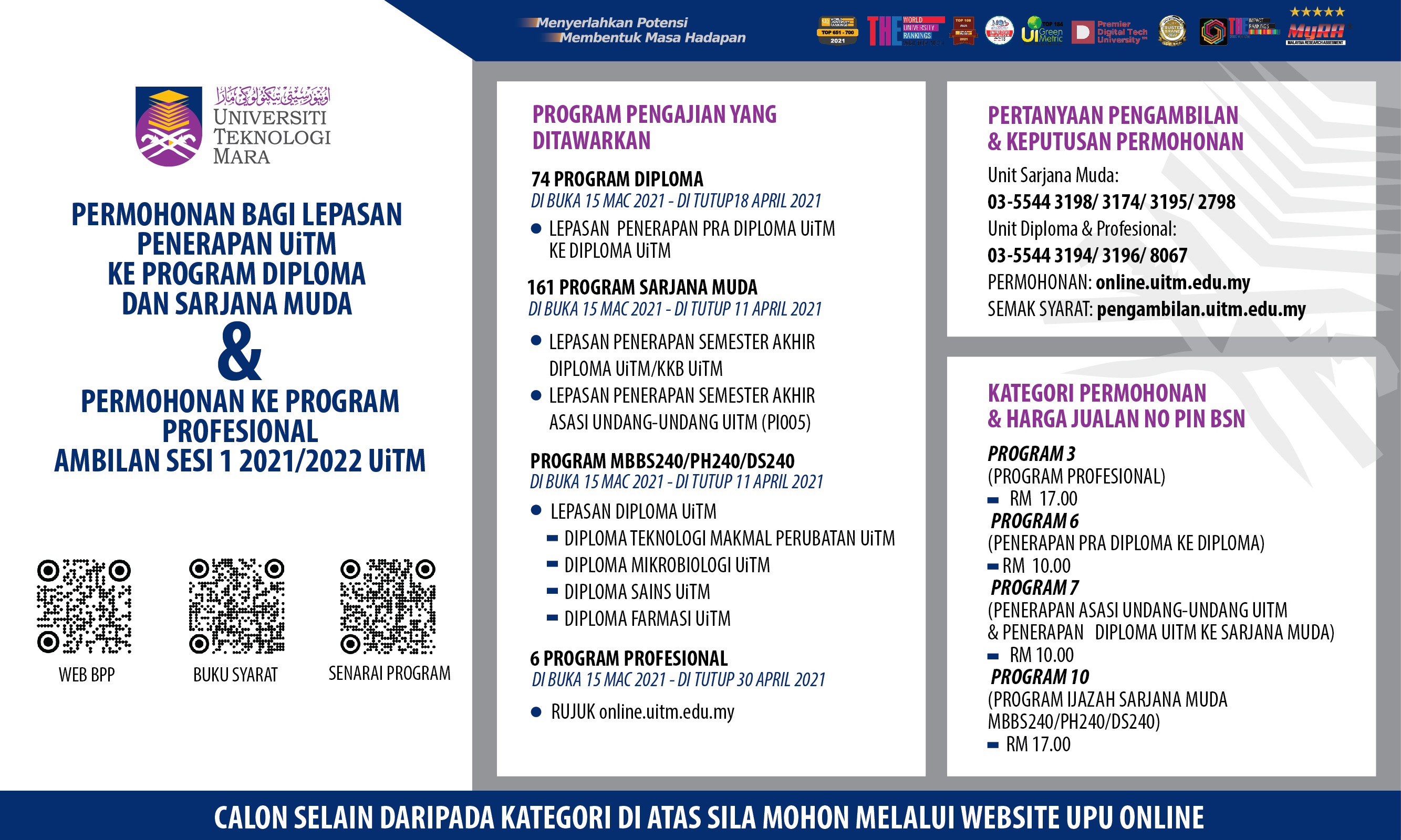 Semak Syarat Kelayakan Uitm Pelajar Uitm Sepenuh Masa Peringkat Pra Diploma Ijazah Sarjana Muda Professional Dan Ijazah Sarjana Sahaja